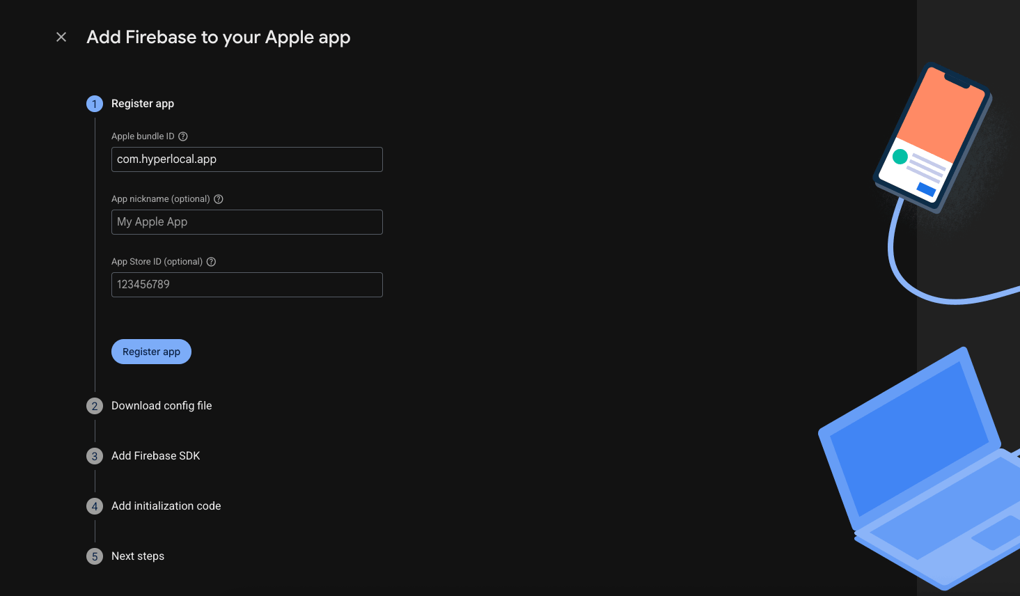 Register iOS app