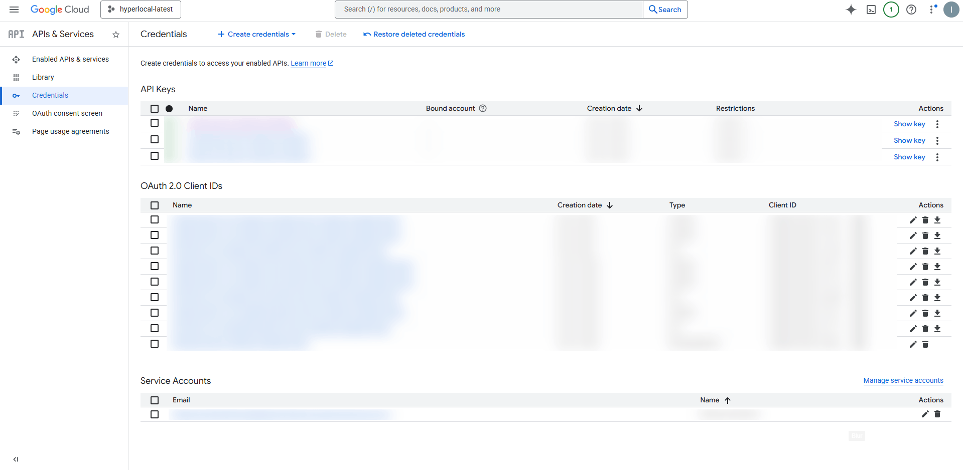 Credentials page